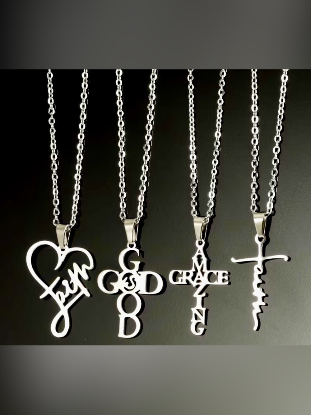 Faith & Love Script Necklace Set - Picture 2 of 13